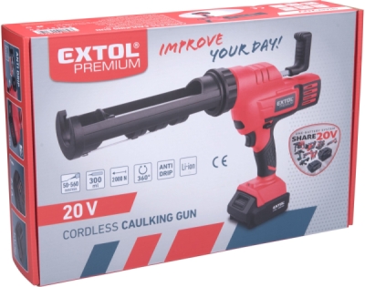 EXTOL PREMIUM pistole vytlačovací, vaničková aku SHARE20V, 20V Li-ion, 2Ah - 8891864