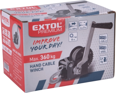 EXTOL PREMIUM naviják lanový s klikou, do 360kg/8m lanko - 8861301