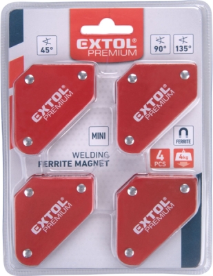 EXTOL PREMIUM magnet-úhelník svařovací mini, sada 4ks, 45°-90°-135°, nosnost do 4kg - 8815180