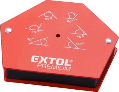EXTOL PREMIUM magnet-úhelník svařovací, 30°-45°-60°-75°-90°-135°, nosnost do 22kg - 8815194