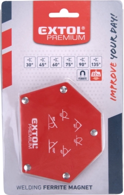EXTOL PREMIUM magnet-úhelník svařovací, 30°-45°-60°-75°-90°-135°, nosnost do 22kg - 8815194