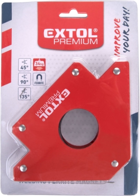 EXTOL PREMIUM magnet-úhelník svařovací, 45°-90°-135°, nosnost do 34kg - 8815190