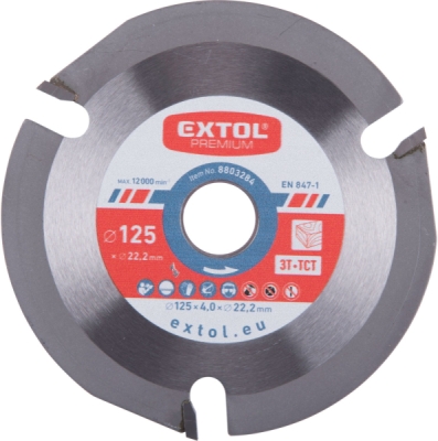 EXTOL PREMIUM kotouč řezný/frézovací s SK plátky, O125x4,0x22,2mm, 3T - 8803284