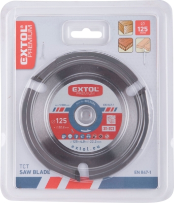 EXTOL PREMIUM rezný/frézovací kotúč s SK plátkami, O125x4,0x22,2mm, 3T - 8803284
