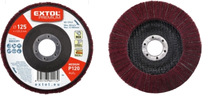 EXTOL PREMIUM kotouč z korundového brusného rouna kombinovaný, celoobvodový, O 125x15mm, P120-střední hrubost - 8803391
