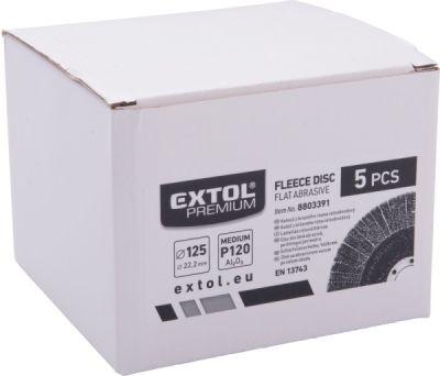 EXTOL PREMIUM kotúč z korundového brúsneho rúna kombinovaný, celoobvodový, O 125x15mm, P120-stredná hrubosť - 8803391