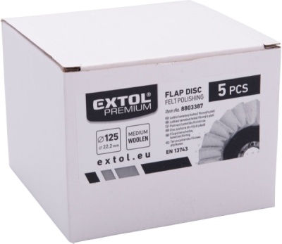 EXTOL PREMIUM kotouč leštící filcový/plstěný, lamelový šikmý, O 125x12mm - 8803387