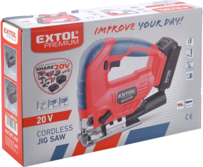 EXTOL PREMIUM pila přímočará aku SHARE20V, 20V Li-ion, 2Ah - 8891824