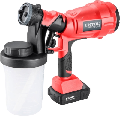 EXTOL PREMIUM pistole stříkací HVLP aku SHARE20V, 20V Li-ion, 2Ah - 8891862