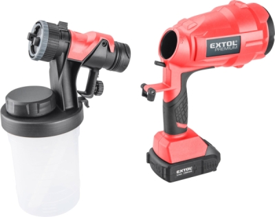 EXTOL PREMIUM pistole stříkací HVLP aku SHARE20V, 20V Li-ion, 2Ah - 8891862