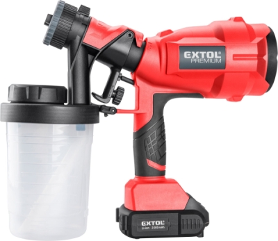 EXTOL PREMIUM pistole stříkací HVLP aku SHARE20V, 20V Li-ion, 2Ah - 8891862