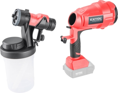 EXTOL PREMIUM pistole stříkací HVLP aku SHARE20V, 20V Li-ion, bez baterie a nabíječky - 8891863