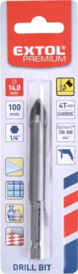 EXTOL PREMIUM vrták na sklo a keramiku karbidový, O 14mm - 8801894