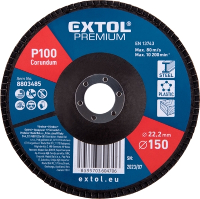 EXTOL PREMIUM kotouč lamelový šikmý korundový, O150mm, P100 - 8803485