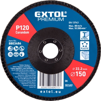 EXTOL PREMIUM kotouč lamelový šikmý korundový, O150mm, P120 - 8803486