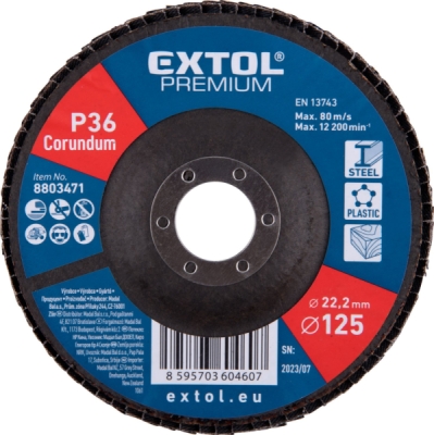 EXTOL PREMIUM kotouč lamelový šikmý korundový, O125mm, P36 - 8803471