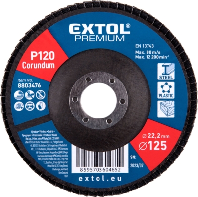 EXTOL PREMIUM kotouč lamelový šikmý korundový, O125mm, P120 - 8803476