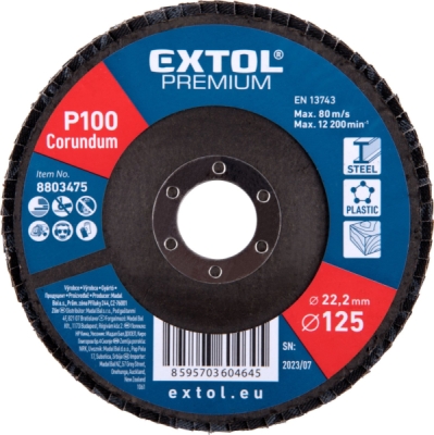 EXTOL PREMIUM kotouč lamelový šikmý korundový, O125mm, P100 - 8803475