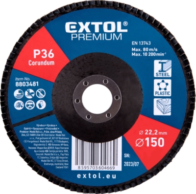 EXTOL PREMIUM kotouč lamelový šikmý korundový, O150mm, P36 - 8803481