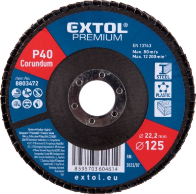 EXTOL PREMIUM kotouč lamelový šikmý korundový, O125mm, P40 - 8803472