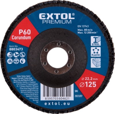 EXTOL PREMIUM kotouč lamelový šikmý korundový, O125mm, P60 - 8803473