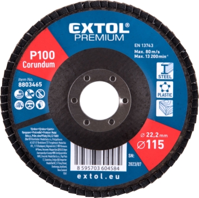 EXTOL PREMIUM kotouč lamelový šikmý korundový, O115mm, P100 - 8803465