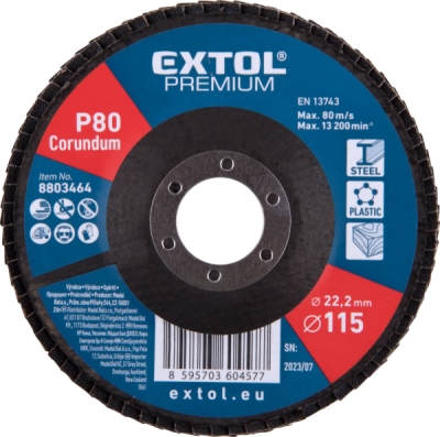EXTOL PREMIUM kotouč lamelový šikmý korundový, O115mm, P80 - 8803464
