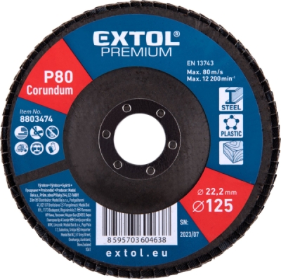 EXTOL PREMIUM kotouč lamelový šikmý korundový, O125mm, P80 - 8803474