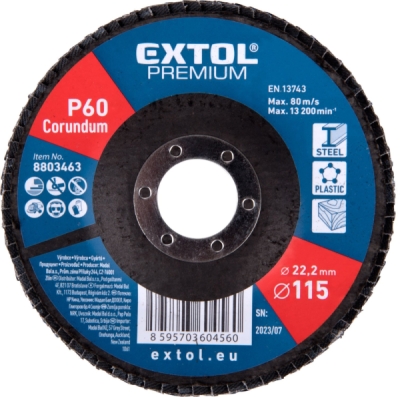 EXTOL PREMIUM kotouč lamelový šikmý korundový, O115mm, P60 - 8803463