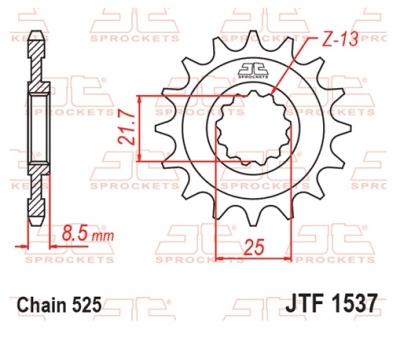 Řetězové kolečko JT JTF 1537-16RB 16 zubů, 525 rubber cushioned