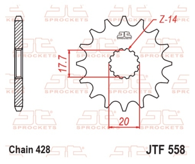 Řetězové kolečko JT JTF 558-14 14 zubů, 428
