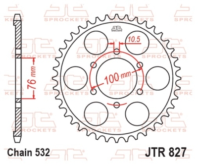 Řetězová rozeta JT JTR 827-52 52 zubů, 532