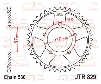 Řetězová rozeta JT JTR 829-47 47 zubů, 530
