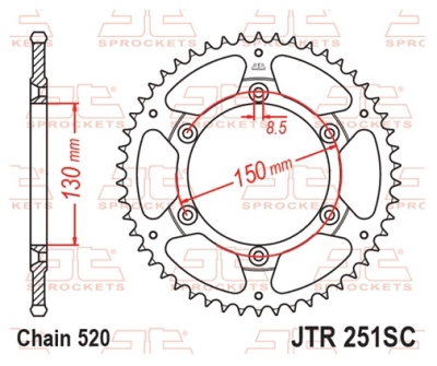 Řetězová rozeta JT JTR 251-48SC 48 zubů, 520 Self Cleaning Lightweight