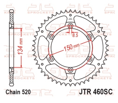Řetězová rozeta JT JTR 460-50SC 50 zubů, 520 Self Cleaning Lightweight