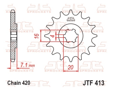 Řetězové kolečko JT JTF 413-16 16 zubů, 420