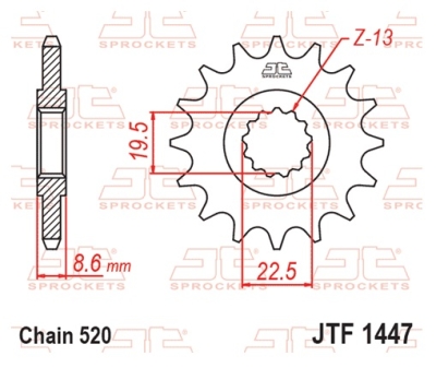 Řetězové kolečko JT JTF 1447-14RB 14 zubů, 520 rubber cushioned
