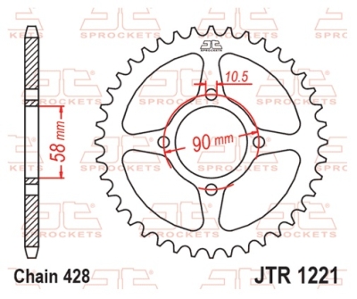 Řetězová rozeta JT JTR 1221-45 45 zubů, 428