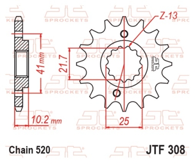 Řetězové kolečko JT JTF 308-16 16 zubů, 520