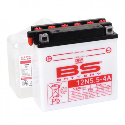 Továrně aktivovaná motocyklová baterie BS-BATTERY 12N5.5-4A (FA) SLA