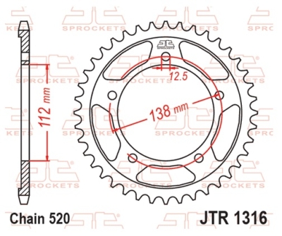 Řetězová rozeta JT JTR 1316-38 38 zubů, 520