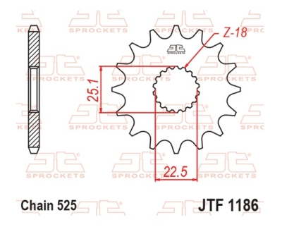 Řetězové kolečko JT JTF 1186-16RB 16 zubů, 525 rubber cushioned