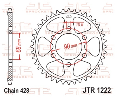 Řetězová rozeta JT JTR 1222-47 47 zubů, 428