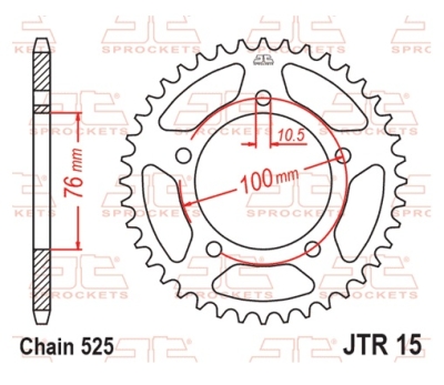 Řetězová rozeta JT JTR 15-46 46 zubů, 525
