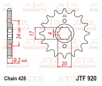 Řetězové kolečko JT JTF 920-15 15 zubů, 428
