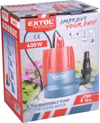EXTOL PREMIUM čerpadlo ponorné, pro čerpání do sucha, 400W - 8895014