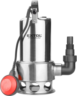 EXTOL PREMIUM čerpadlo ponorné kalové, nerezové tělo, 1100W, 1600l/h, 15m kabel - 8895016