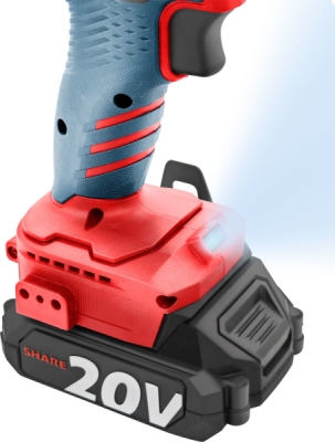 EXTOL PREMIUM vrtací šroubovák aku s příklepem SHARE20V, BRUSHLESS, 2Ah - 8891808