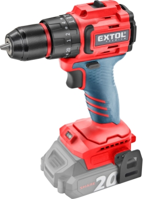 EXTOL PREMIUM vrtací šroubovák aku s příklepem SHARE20V, BRUSHLESS, bez baterie a nabíječky - 8891807