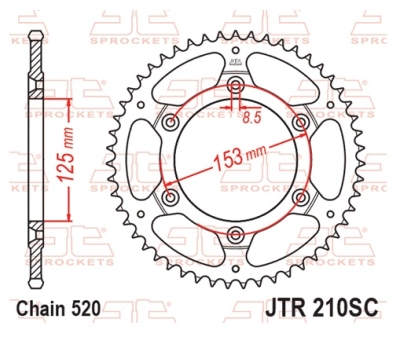 Řetězová rozeta JT JTR 210-48SC 48 zubů, 520 Self Cleaning Lightweight